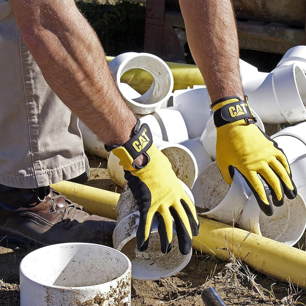 GUANTE CAT DE NITRILO AMARILLO C/ MUÑECA AJUSTABLE - TAMAÑO XL