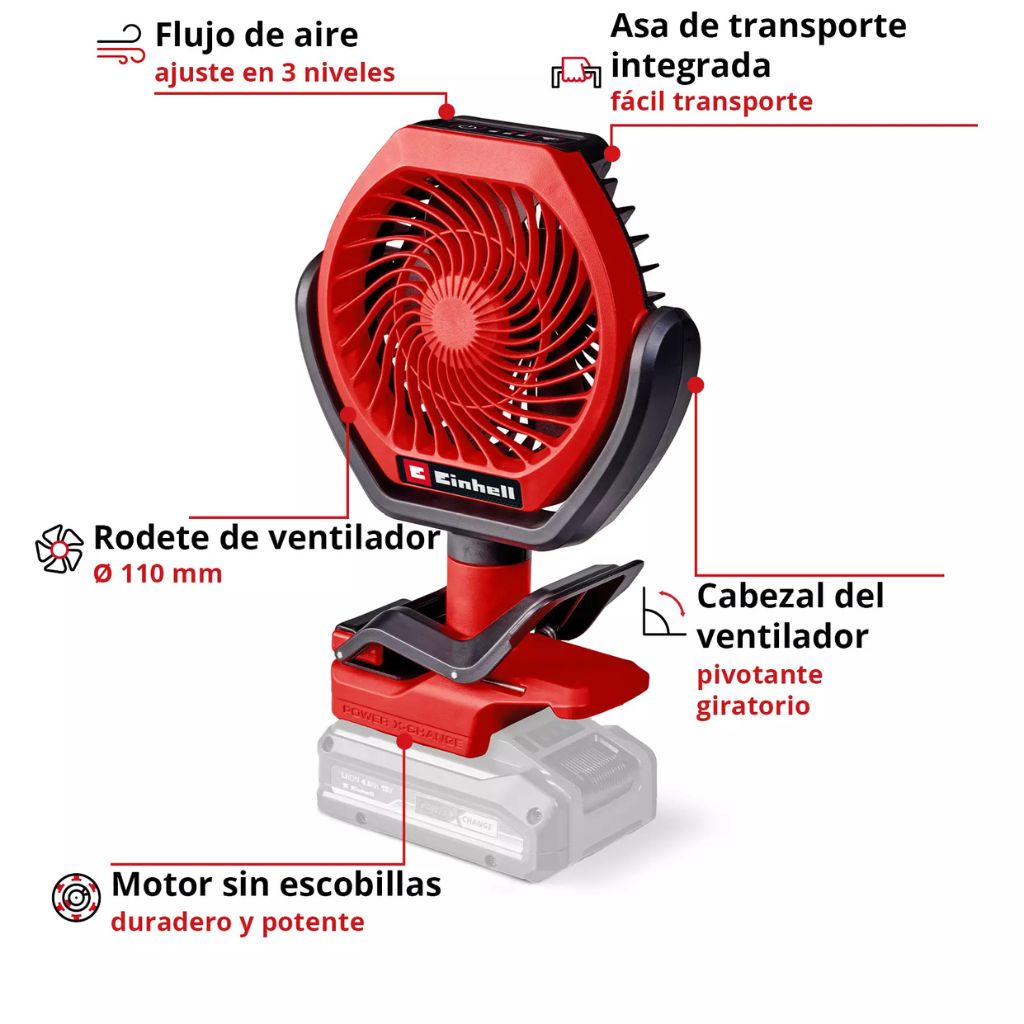VENTILADOR A BATERÍA EINHELL GC-CF 18/110 S/ BATERÍA