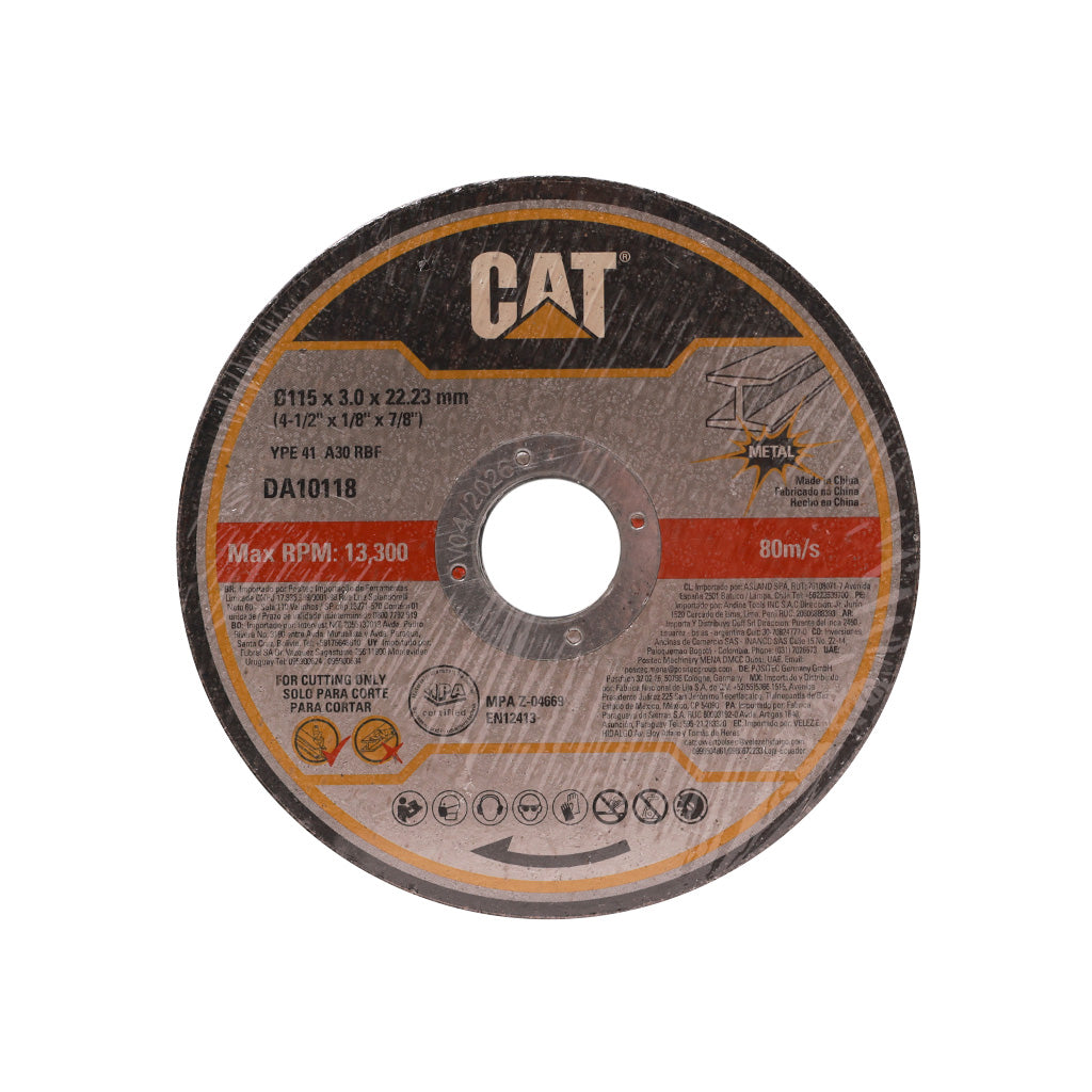 DISCO DE CORTE CAT P/ METAL 115 X 3,0 X 22,23MM X 10 UNIDADES