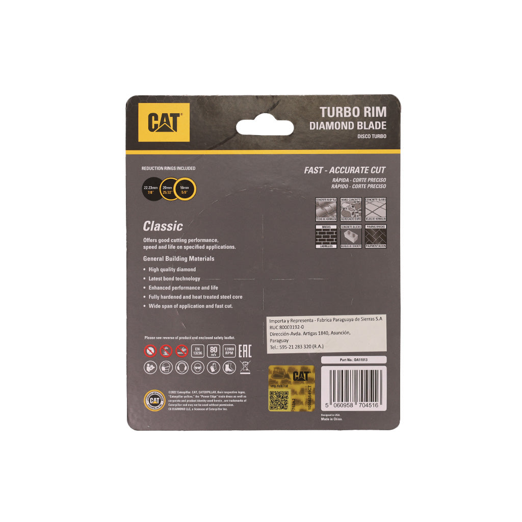 DISCO DIAMANTADO CAT TURBO 4 1/3" / 110MM