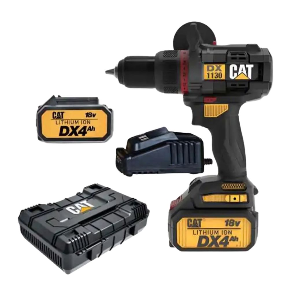KIT TALADRO PERCUTOR CAT BRUSHLESS + 2 BATERÍAS DE 4,0AH