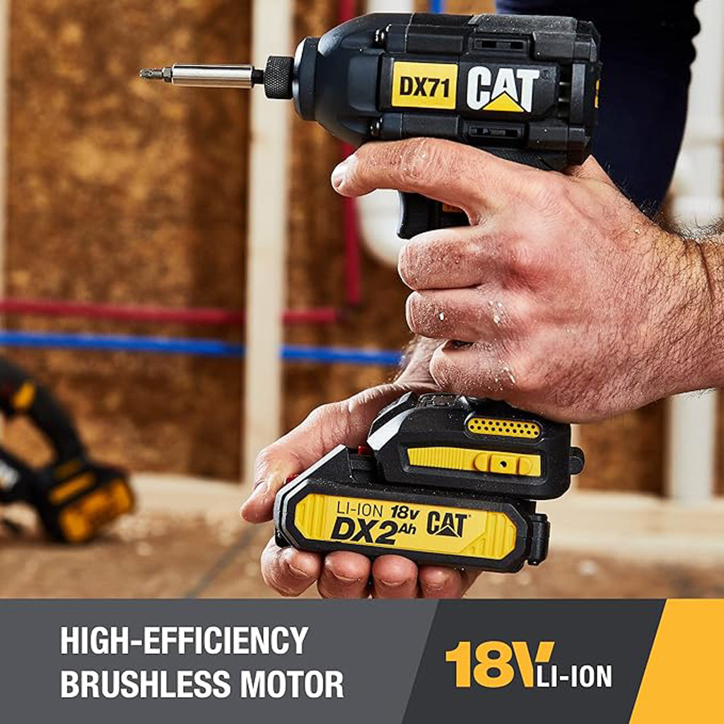 KIT ATORNILLADOR A BATERÍA CAT DX71 CON DOS BATERÍAS + CARGADOR + MALETÍN