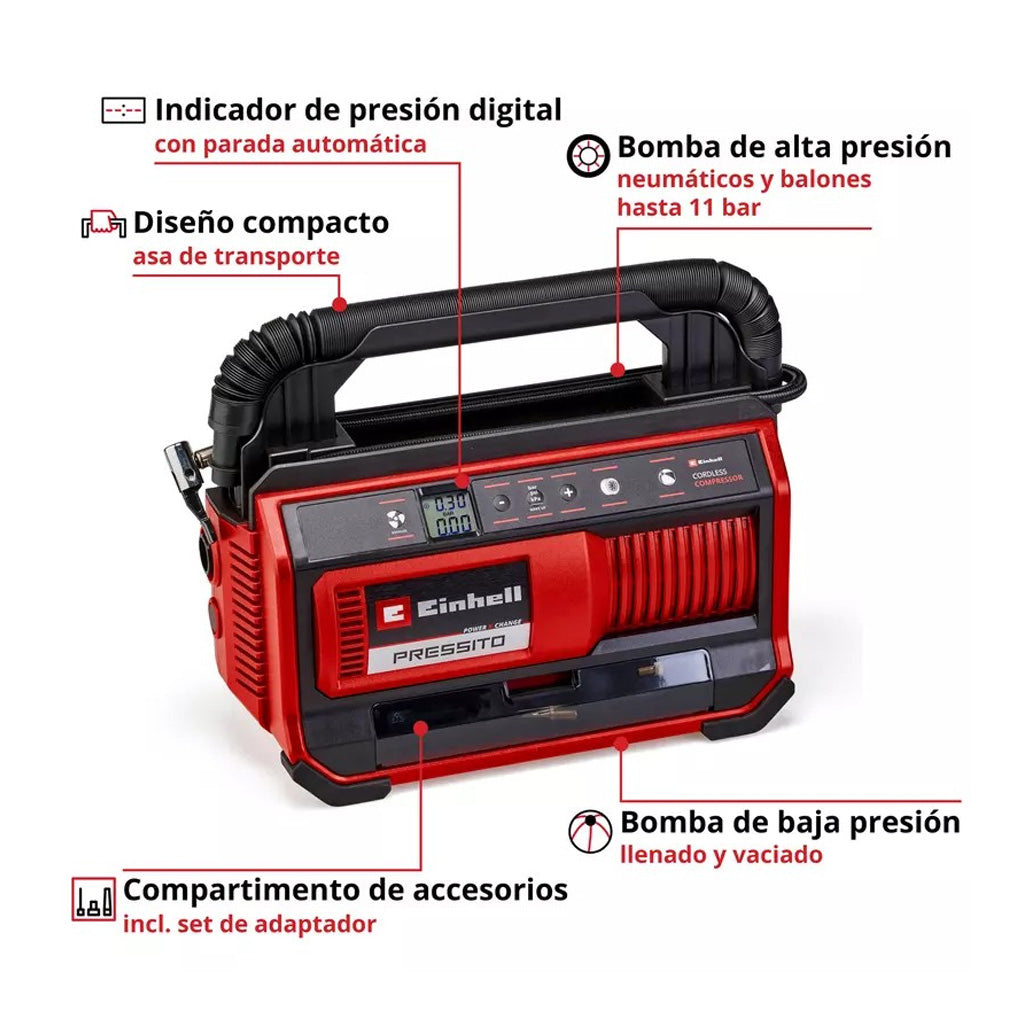 COMPRESOR EINHELL PRESSITO 18/25 S/ BATERÍA