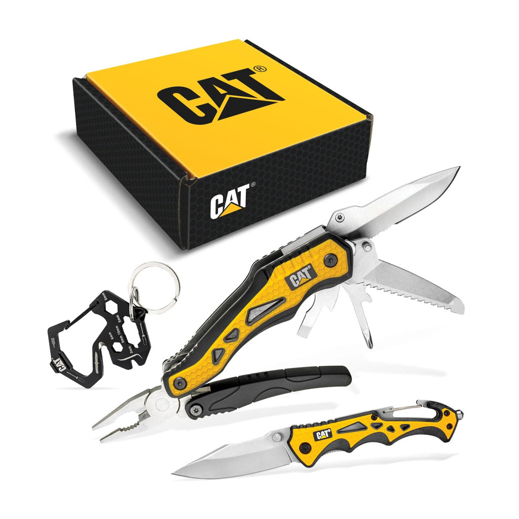 KIT DE MULTIHERRAMIENTAS CAT 10 EN 1 + NAVAJA + LLAVERO