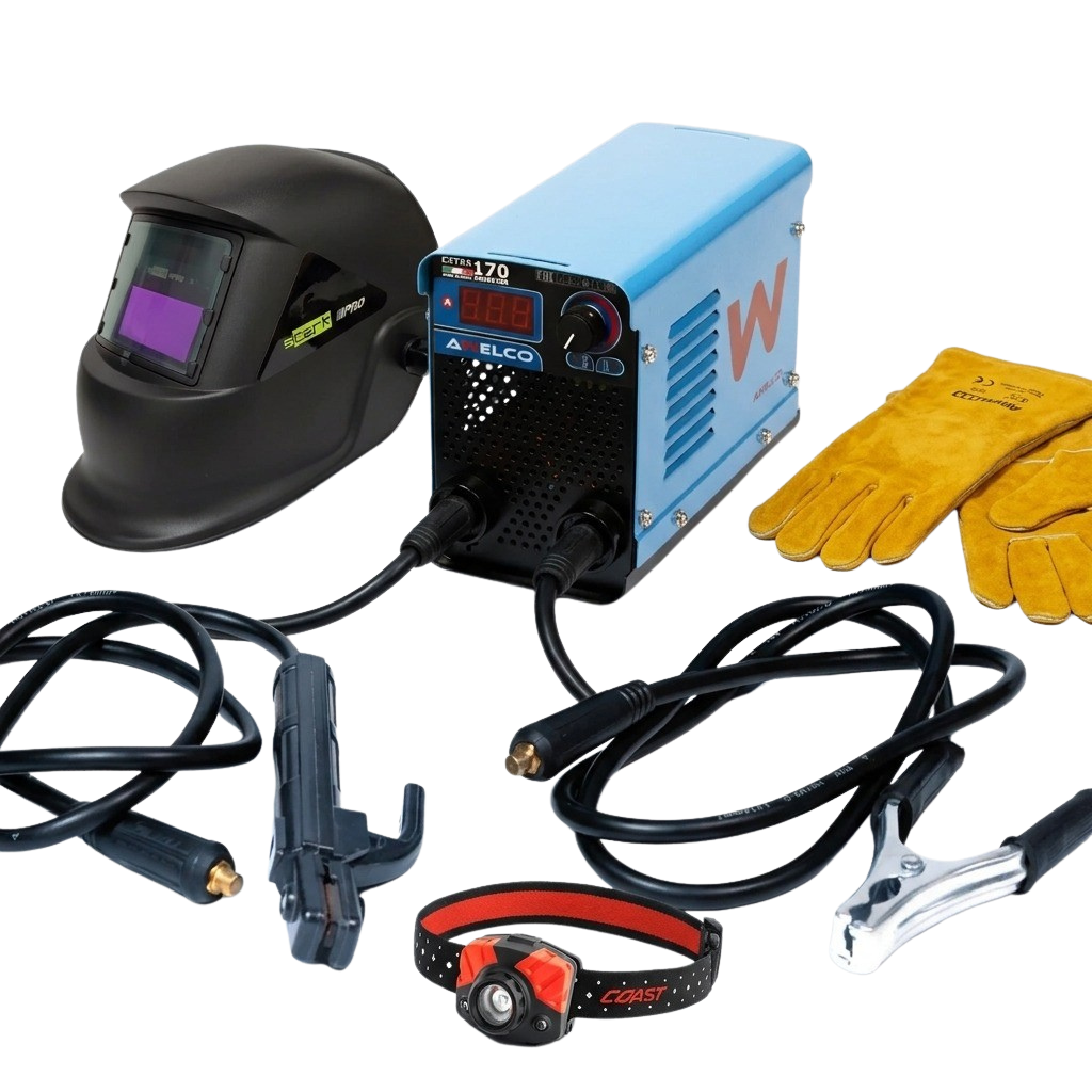 SOLDADOR INVERTER 170A + CARETA + GUANTE + LINTERNA