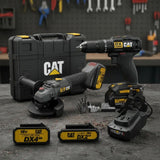 KIT TALADRO IMPACTO CAT DXK203 18V BRUSHLESS + AMOLADORA ANGULAR