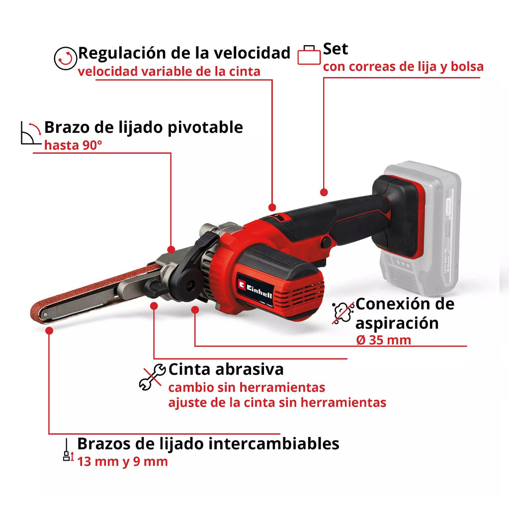 KIT LIJADORA DE BANDA EINHELL TE-BF 18 S/ BATERÍA