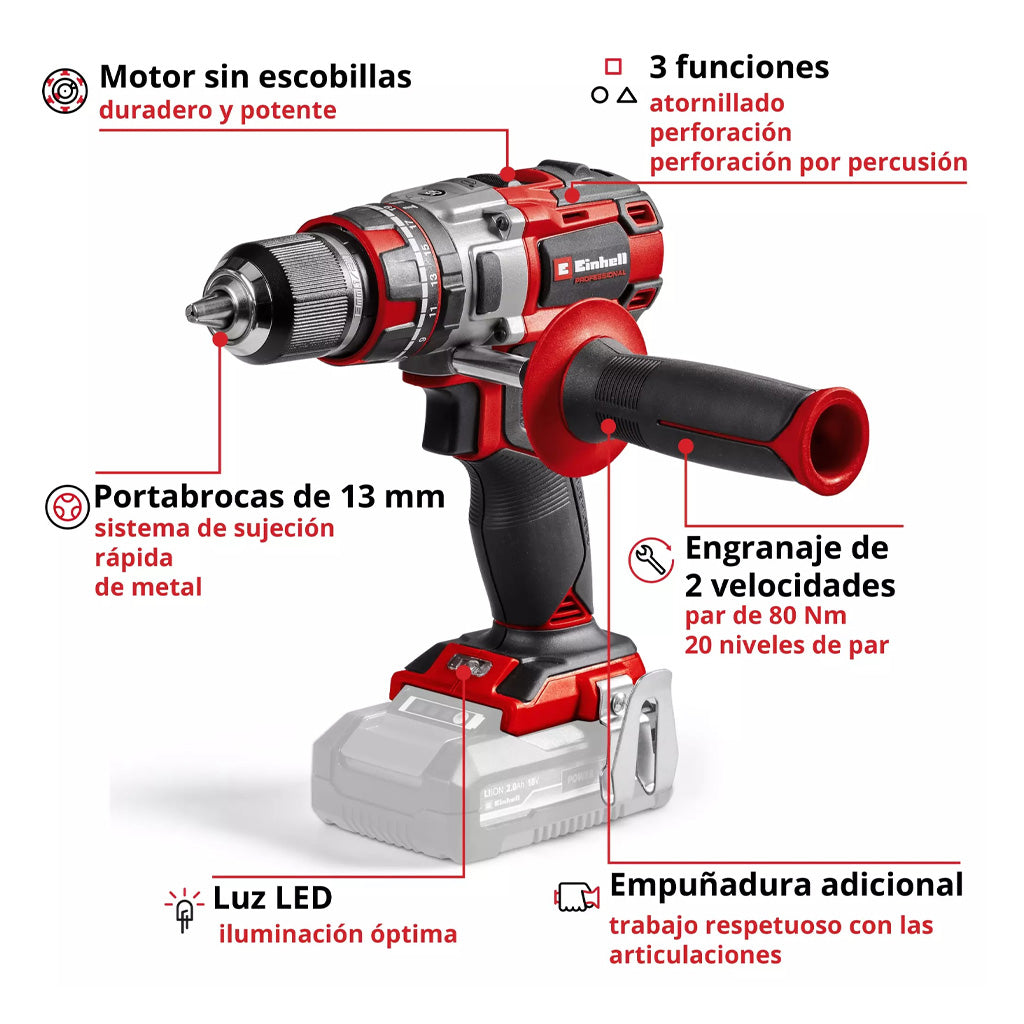 TALADRO PERCUTOR EINHELL TE-CD 18/80 S/ BATERÍA